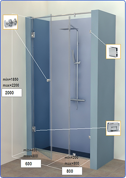 SN600-03 душевая стеклянная перегородка в проем
